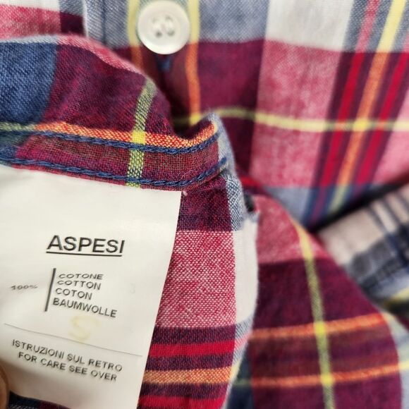 Aspesi Mens Long Sleeve Plaid Pattern Cotton Button Down Shirt XL - Picture 6 of 6